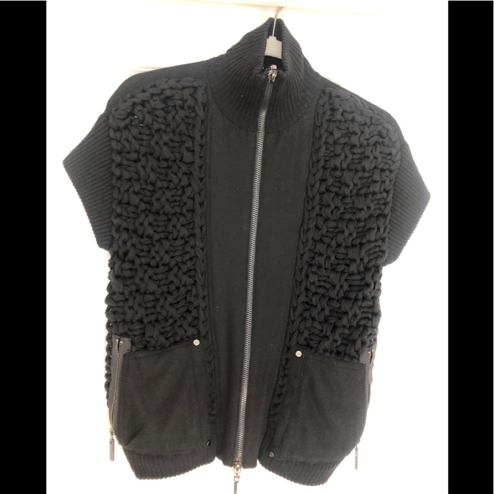 Tory Burch Sleeveless Knit Mock Neck Vest Black S